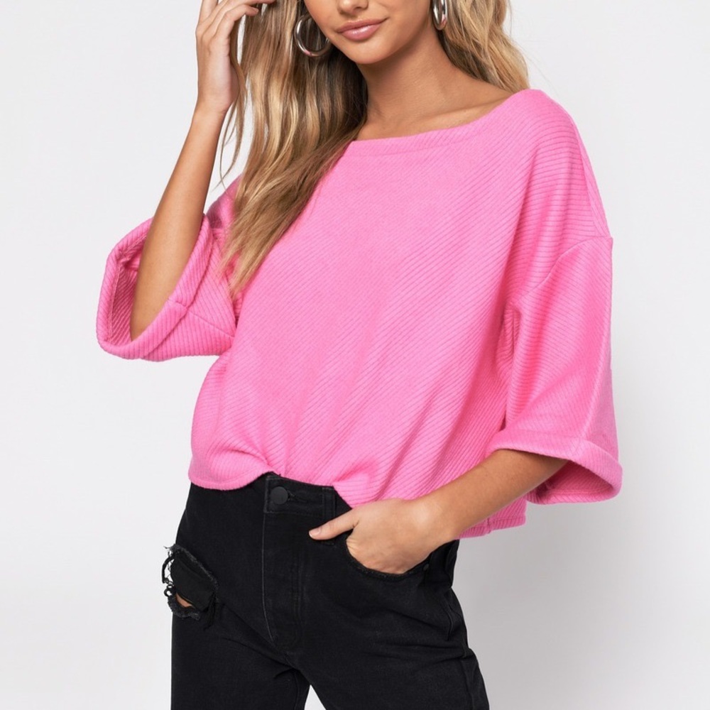Hot pink ribbed tobi sweater